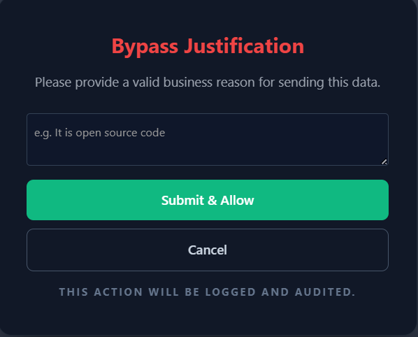 Bypass Justification Form