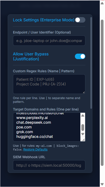 Notmining AI Shield admin panel